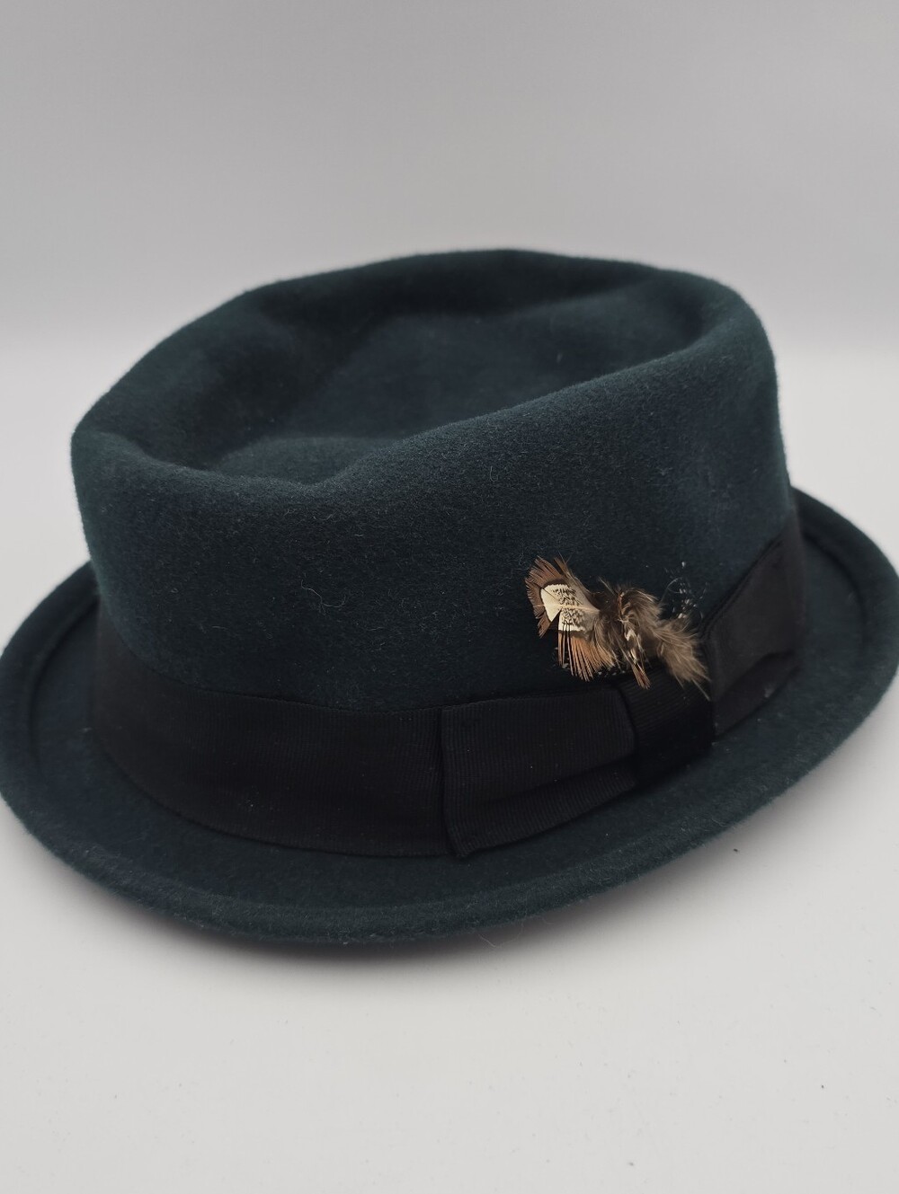 Hats In The Belfry Green Woolana Pork Pie Fedora Hat Size Medium
